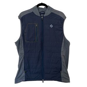 Johnnie-O  Quilted Performance Vest in Blue and Gray Size Large.